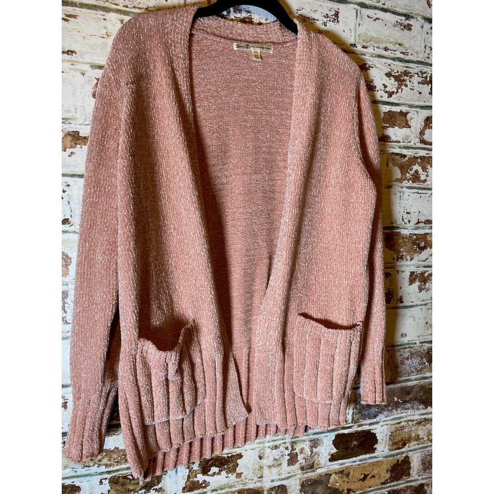 7 For All Mankind Seven Soft Teddy Chenille Open Cardigan Pale Mauve - Picture 3 of 12
